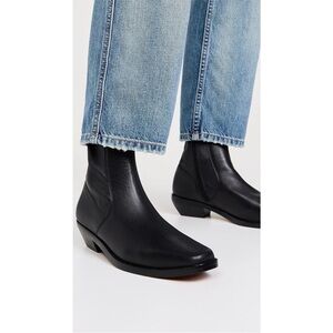 Madewell Aspen Stretch Boots True Black Leather Square Toe Booties NWOB Sz 9 10